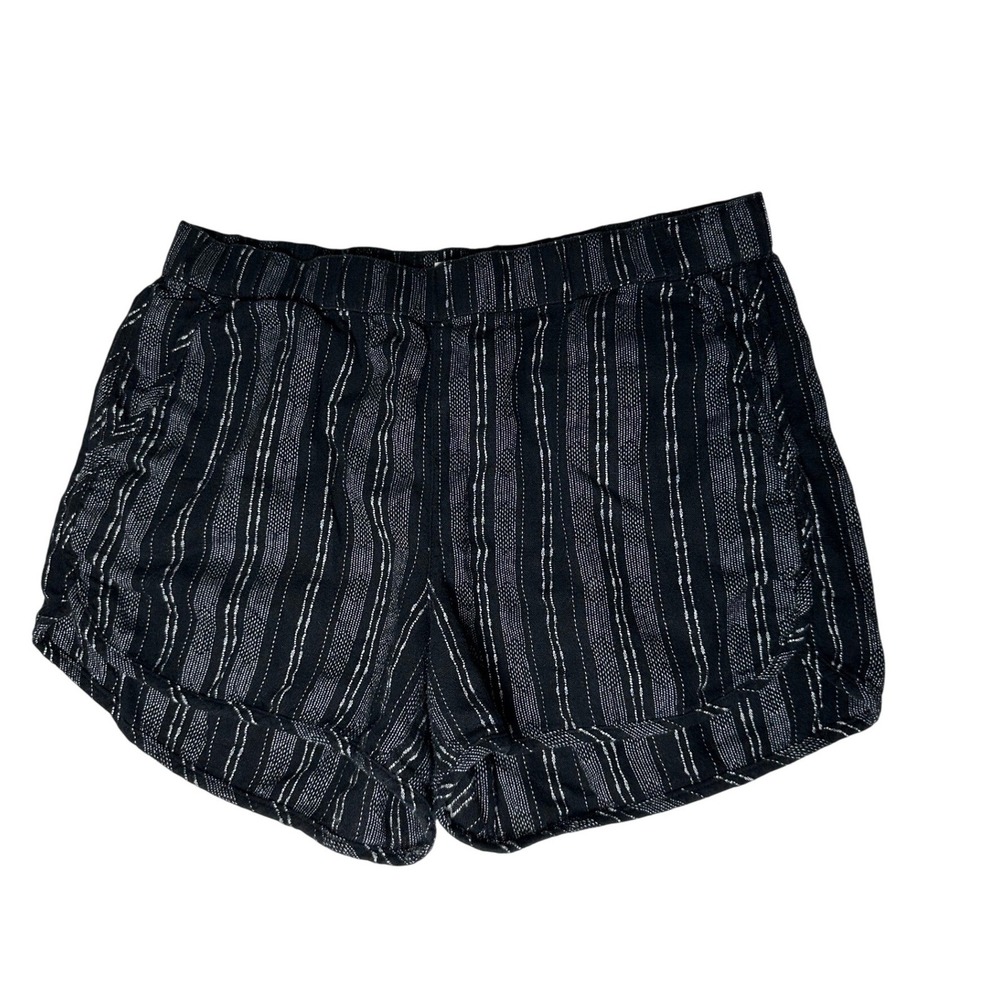 Madewell Linen Blend Pull On Shorts Black White Stripe Textured G2414 M - Picture 2 of 7